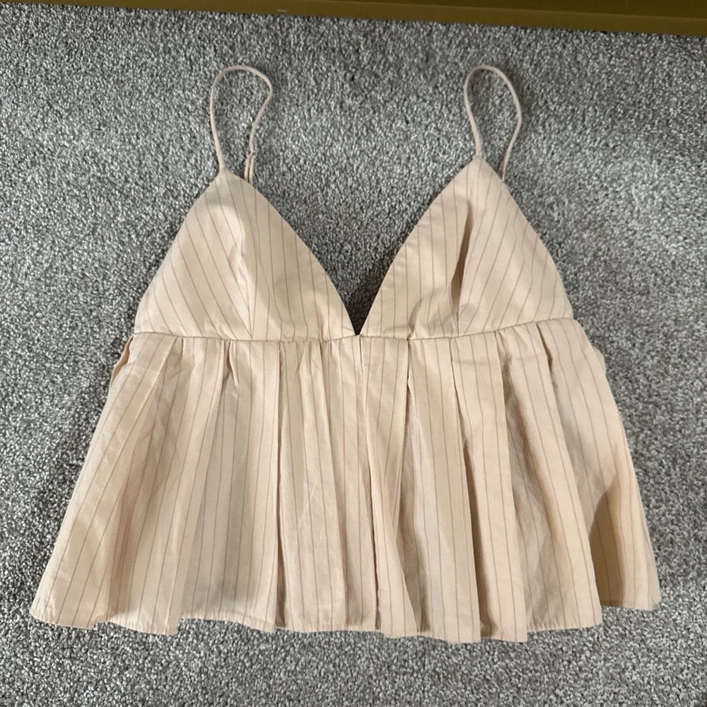 Zara Cream Pleated Crop Top